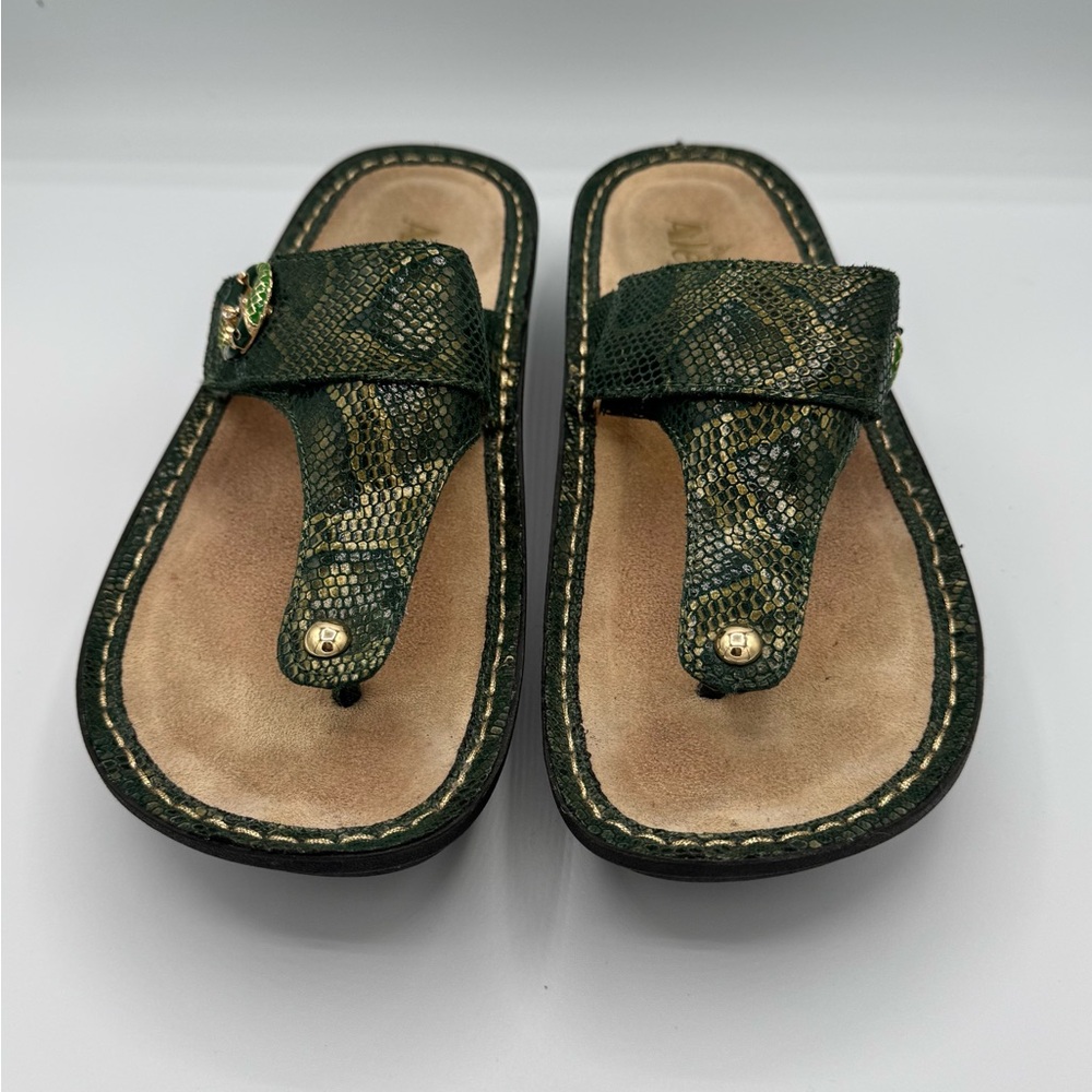 Alegria Green Snake Print Sandals